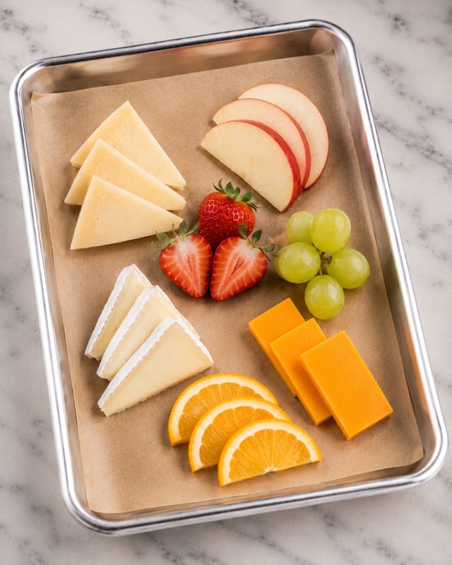 Assorted Cheese & Fruits.